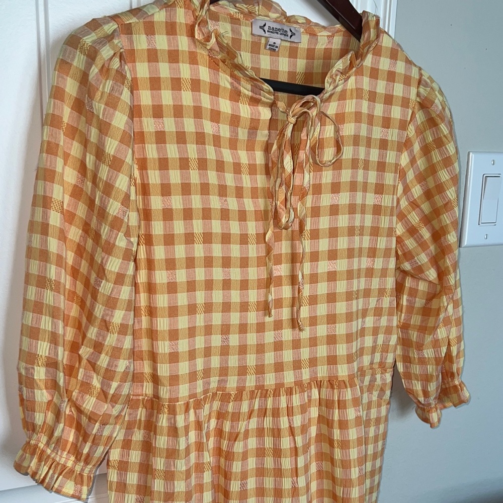 Nanette Lepore Orange Gingham Dress - Picture 2 of 9